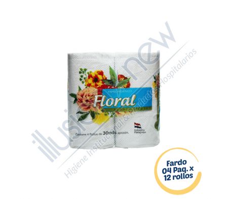 PAPEL HIGIENICO FLORAL NEUTRO FARDO X12 PAQUETES DE 4 UNIDADES - 20 MTS - 48 UNID