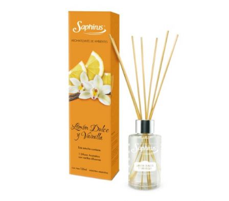 AROMATIZANTE DE AMBIENTE CON VARILLAS LIMON DULCE Y VAINILLA 125 ML