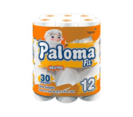 PAPEL HIGIENICOPALOMA FIT 30 MTS X12 ROLLOS - HOJA SIMPLE