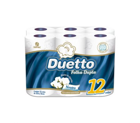 PAPEL HIGIENICO DUETTO NEUTRO 30 MTS CEL X 12 ROLLOS - DOBLE HOJA