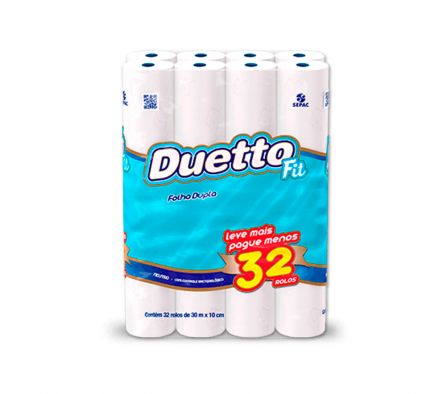 PAPEL HIGIENICODUETTO FIT NEUTRO 30 MTS CEL X 32 ROLLOS - DOBLE HOJA