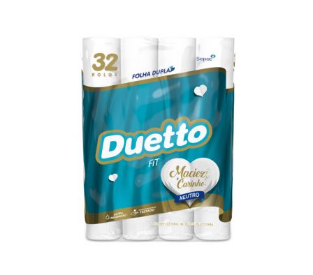 Papel Higiénico Duetto Fit Neutro Doble Hoja 30 mts x 32 Rollos