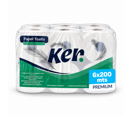 Papel Toalla KER Premium 200 mts x 6 Unid