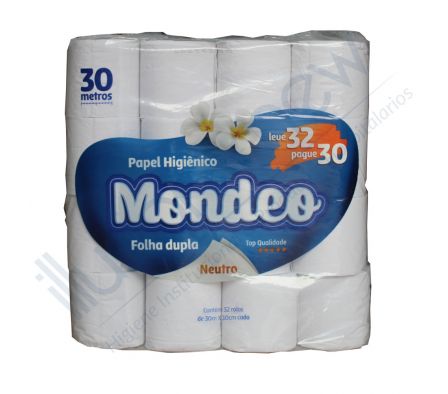 PAPEL HIGIENICO MONDEO 30 MTS X 32 ROLLOS - DOBLE HOJA