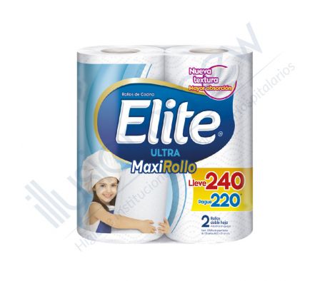 TOALLA MULTIUSO ELITE ULTRA DOBLE H. 2 ROLLOS 70 PAÐOS 22 X 21 CM C/U