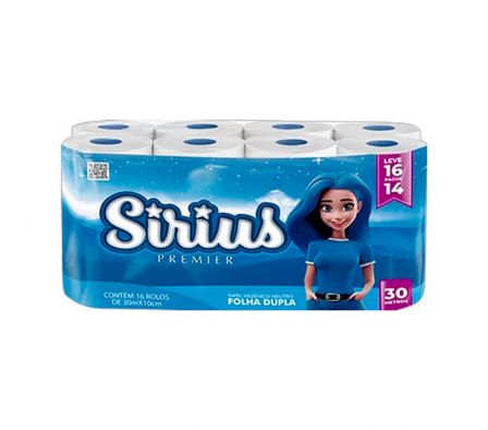 Papel Higiénico Sirius Premier Doble Hoja 30 mts x 16 Rollos