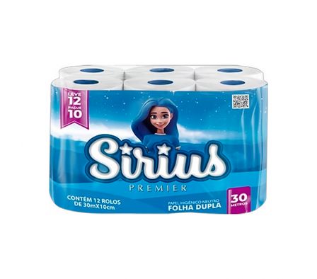 Papel Higiénico Sirius Premier Doble Hoja 30 mts x 12 Rollos