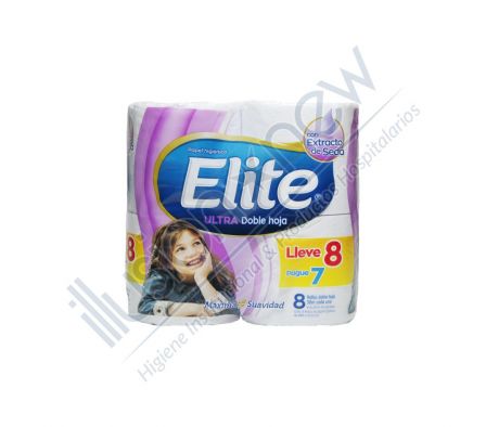 PAPEL HIGIENICO ELITE C/ EXT. DE SEDA ULTRA H. DOBLE 1 PAQ 8 UNID 30 MTS