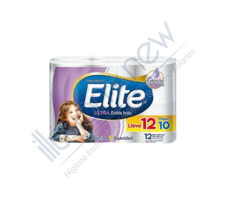 PAPEL HIGIENICO ELITE C/ EXT. DE SEDA ULTRA H. DOBLE 1 PAQ 12 UNID 30 MTS