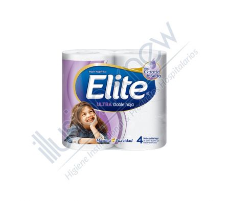 PAPEL HIGIENICO ELITE C/ EXT. DE SEDA H. DOBLE 1 PAQ 4 UNID 30 MTS