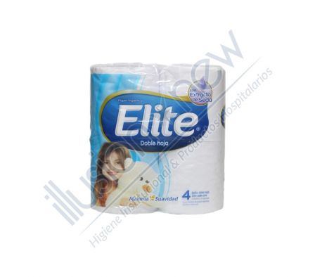 PAPEL HIGIENICO ELITE C/ EXT. DE SEDA H. DOBLE 1 PAQ 4 UNID 20 MTS