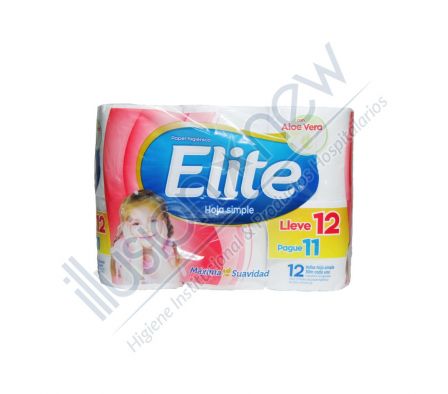 PAPEL HIGIENICO ELITE C/ ALOE VERA H. SIMPLE 1 PAQ 12 UNID 30 MTS