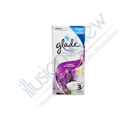 PASTILLA P/ INODOROS ADHESIVO GLADE C. DE LAVANDA 1 PAQ X 3 UNID. 8.2 GR C/U