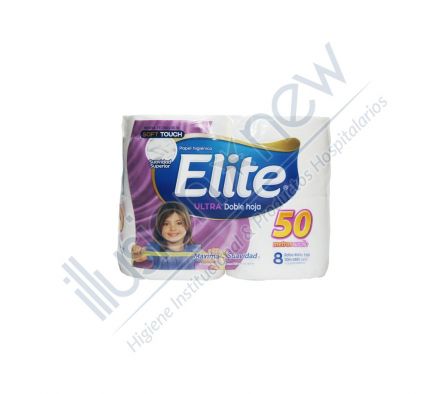 PAPEL HIGIENICO ELITE SOFT TOUCH ULTRA H. DOBLE 1 PAQ 8 UNID 50 MTS