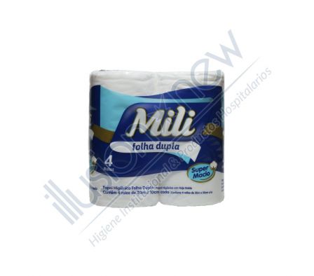 PAPEL HIGIENICO MILI SUPER SUAVE H. DOBLE 1 PAQ 4 UNID 30 MTS