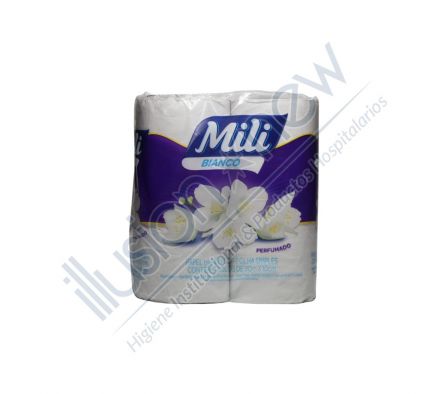 PAPEL HIGIENICO MILI BIANCO PERF. H. SIMPLE 1 PAQ 4 UNID 30 MTS