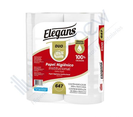 PAPEL HIGIENICO 250 MTS FARDO X 08 UNID MILI DOBLE HOJA COD 647