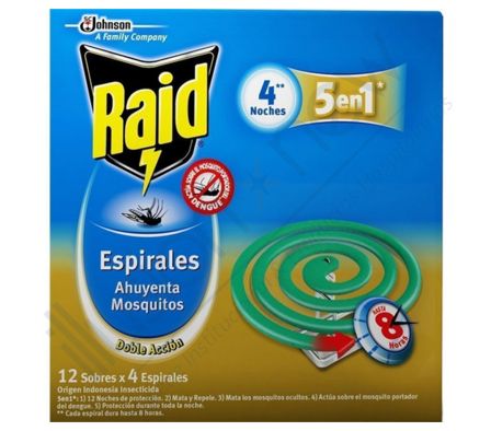 ESPIRAL MATAMOSQUITOS RAID VERDE X 12 UNID