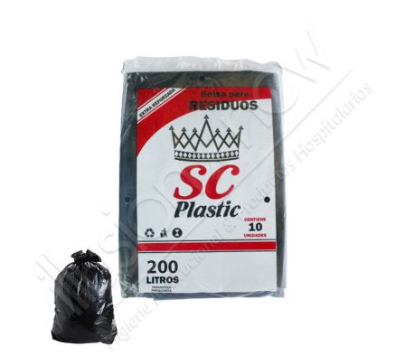 BOLSA NEGRA PAQ X 10 UNID. 200 LTS REFORZADO EXTRA