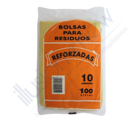 BOLSA AMARILLA PAQ X 10 UNID. 100 LTS REFORZADO
