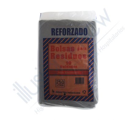 BOLSA NEGRA PAQ X 10 UNID. 250 LTS REFORZADO