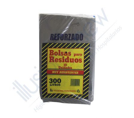 BOLSA NEGRA PAQ X 10 UNID. 300 LTS REFORZADO