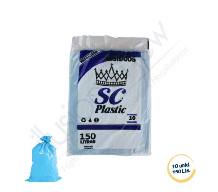 BOLSA CELESTE PAQ X 10 UNID. 150 LTS REFORZAD