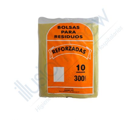 BOLSA AMARILLA PAQ X 10 UNID. 300 LTS REFORZADO