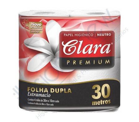 PAPEL HIGIENICOCLARA NEUTRO PREMIUM DOBLE HOJA - 1 PAQ 04 UNID 30 MTS