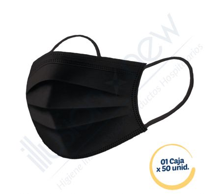 PAQ. TAPABOCAS DESECHABLES ADULTOS X 50 UNIDADES NEGRO